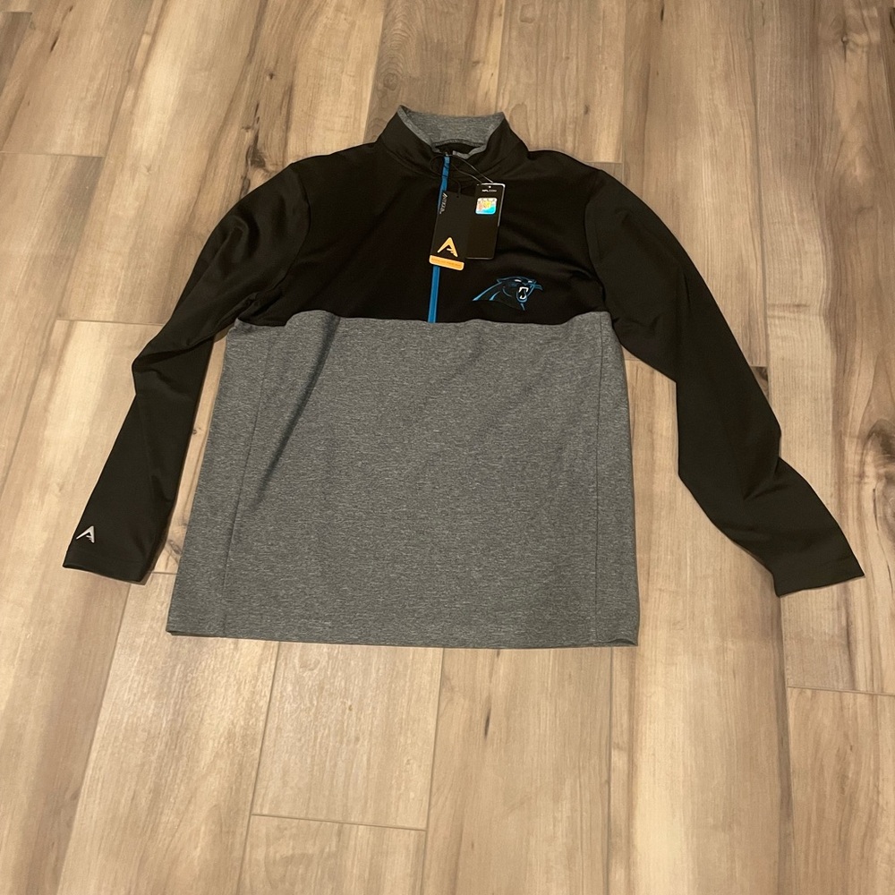 Carolina panthers 1/4 zip quarter zip black grey blue Augusta size medium
